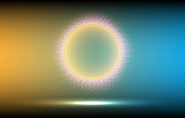 Technology backgrounds vector illustration of Circle sphere on blue background,  lighting circle digital ring neon and blue light on black design for presentation, backgroud, website, post cover.