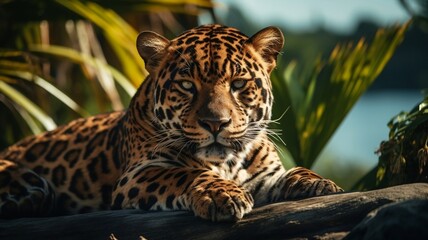 Jaguar in Tropical Forest
