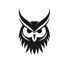 Naklejka premium owl black icon on a white background in minimalism сreated with Generative Ai