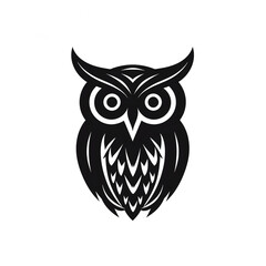 Naklejka premium owl black icon on a white background in minimalism сreated with Generative Ai