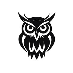 owl black icon on a white background in minimalism сreated with Generative Ai