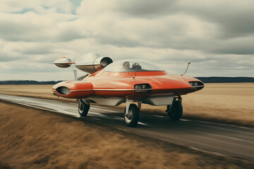 vintage futuristic flying car, vintage style flying car futuristic vibe