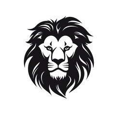 Obraz premium lion black icon on a white background in minimalism сreated with Generative Ai