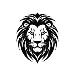 Obraz premium lion black icon on a white background in minimalism сreated with Generative Ai