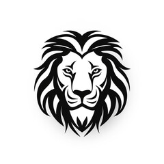 lion black icon on a white background in minimalism сreated with Generative Ai