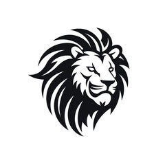 Obraz premium lion black icon on a white background in minimalism сreated with Generative Ai