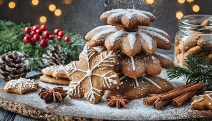 Fototapeta na wymiar christmas cookies with cinnamon and nuts