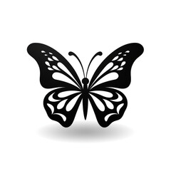butterfly black icon on a white background in minimalism сreated with Generative Ai