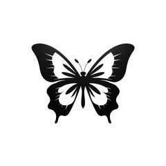 Fototapeta premium butterfly black icon on a white background in minimalism сreated with Generative Ai