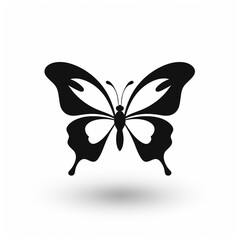 butterfly black icon on a white background in minimalism сreated with Generative Ai