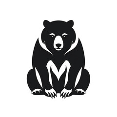Obraz premium bear black icon on a white background in minimalism сreated with Generative Ai