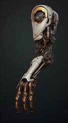 robotic arm endzeit style black background,  robot arm, robotic prostetic