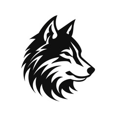 Fototapeta premium wolf black icon on a white background in minimalism сreated with Generative Ai