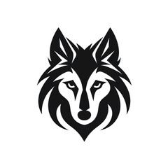 Obraz premium wolf black icon on a white background in minimalism сreated with Generative Ai