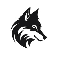 wolf black icon on a white background in minimalism сreated with Generative Ai