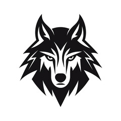 Fototapeta premium wolf black icon on a white background in minimalism сreated with Generative Ai