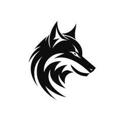 Obraz premium wolf black icon on a white background in minimalism сreated with Generative Ai