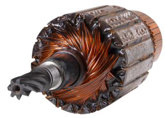 Rotor of an electric motor on an isolated background.