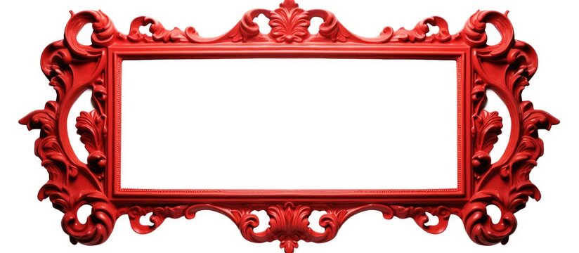 Antique red frame against a white backdrop