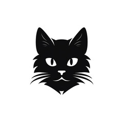 Obraz premium cat black icon on a white background in minimalism сreated with Generative Ai