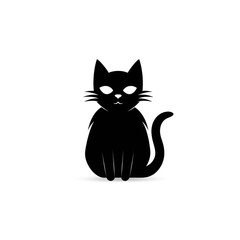 cat black icon on a white background in minimalism сreated with Generative Ai