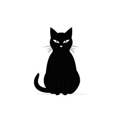 Obraz premium cat black icon on a white background in minimalism сreated with Generative Ai