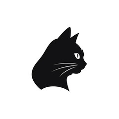 Obraz premium cat black icon on a white background in minimalism сreated with Generative Ai