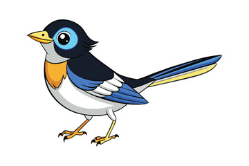 cute cartoon wagtail white background vector art