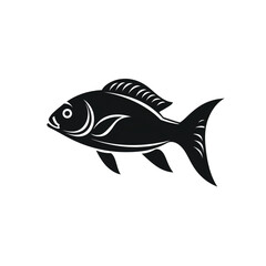 Fototapeta premium fish black icon on a white background in minimalism сreated with Generative Ai