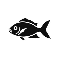 Fototapeta premium fish black icon on a white background in minimalism сreated with Generative Ai