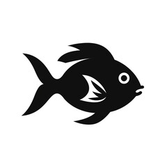 Fototapeta premium fish black icon on a white background in minimalism сreated with Generative Ai