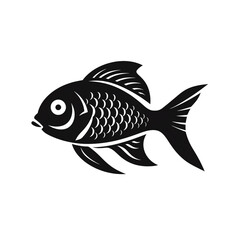 Fototapeta premium fish black icon on a white background in minimalism сreated with Generative Ai