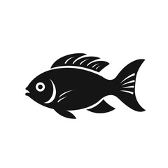 Obraz premium fish black icon on a white background in minimalism сreated with Generative Ai