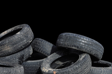 old worn damaged tires isolated - 753282561