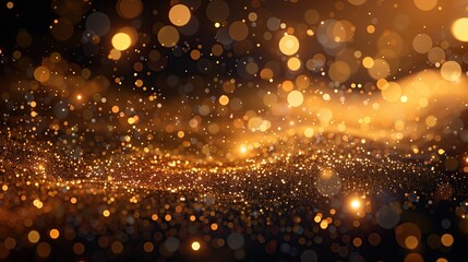 Fototapeta na wymiar Golden Christmas Particles and Sprinkles: Shiny Golden Lights Wallpaper Background for Holiday Celebration