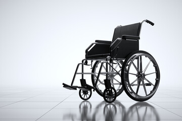 Fototapeta na wymiar Modern Black Manual Wheelchair Isolated on a Stark White Background