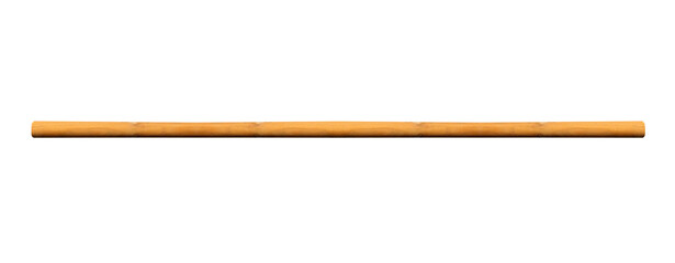 Horizontal, medium-length wooden stick on isolated transparent background