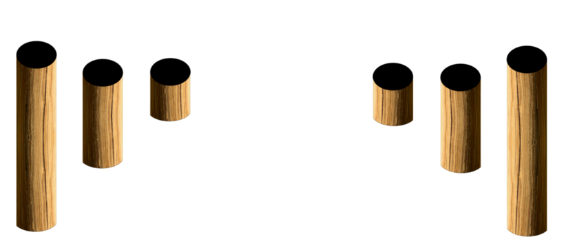 Short beams road markers on isolated transparent background