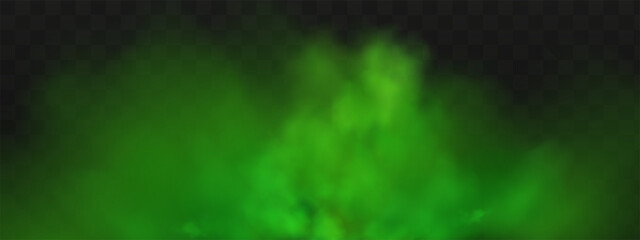 Green stink bad smell, smoke or poison gases,chemical toxic vapour.Vector realistic set of stench breath or sweat odor isolated on transparent checkered background.
