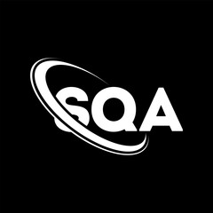 SQA logo. SQA letter. SQA letter logo design. Initials SQA logo linked with circle and uppercase monogram logo. SQA typography for technology, business and real estate brand.