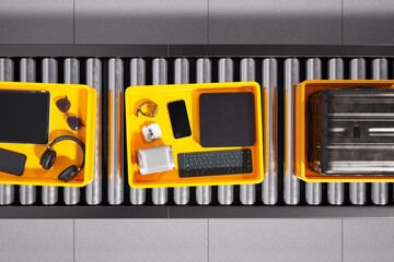 Comprehensive Array of Personal Belongings in Airport Security Tray