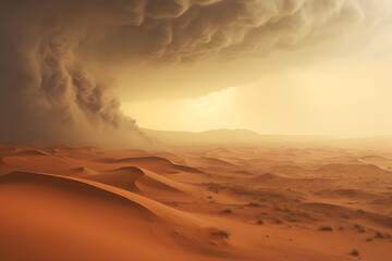Fototapeta na wymiar Sandstorm in the desert, massive sandstorm in the desert, desert storm, sandstorm, desert
