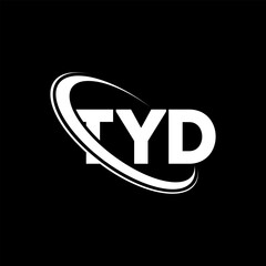 TYD logo. TYD letter. TYD letter logo design. Initials TYD logo linked with circle and uppercase monogram logo. TYD typography for technology, business and real estate brand.