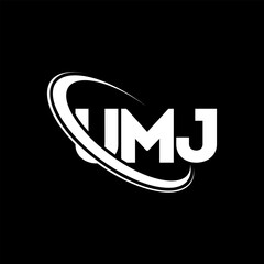 UMJ logo. UMJ letter. UMJ letter logo design. Initials UMJ logo linked with circle and uppercase monogram logo. UMJ typography for technology, business and real estate brand.