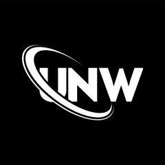 UNW logo. UNW letter. UNW letter logo design. Initials UNW logo linked with circle and uppercase monogram logo. UNW typography for technology, business and real estate brand.