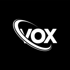 VOX logo. VOX letter. VOX letter logo design. Initials VOX logo linked with circle and uppercase monogram logo. VOX typography for technology, business and real estate brand.