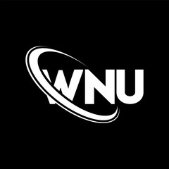WNU logo. WNU letter. WNU letter logo design. Initials WNU logo linked with circle and uppercase monogram logo. WNU typography for technology, business and real estate brand.