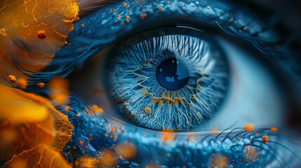 perfect blue eye macro in a sterile environment and perfect vision in resolution 6k, concept, the...