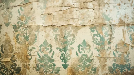 Poster de jardin Vieux mur texturé sale Parede com papel de parede bege antigo envelhecendo