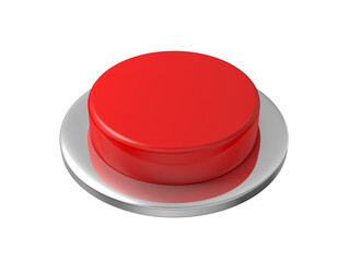 Red button. Isolated. Transparent background. 3d illustration.